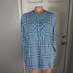Vermont Country Store Women's Shirt L Cotton Plaid Button Long sleeve AA3